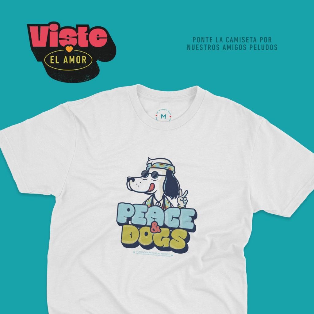 CAMISETA BLANCA PEACE AND DOGS_2