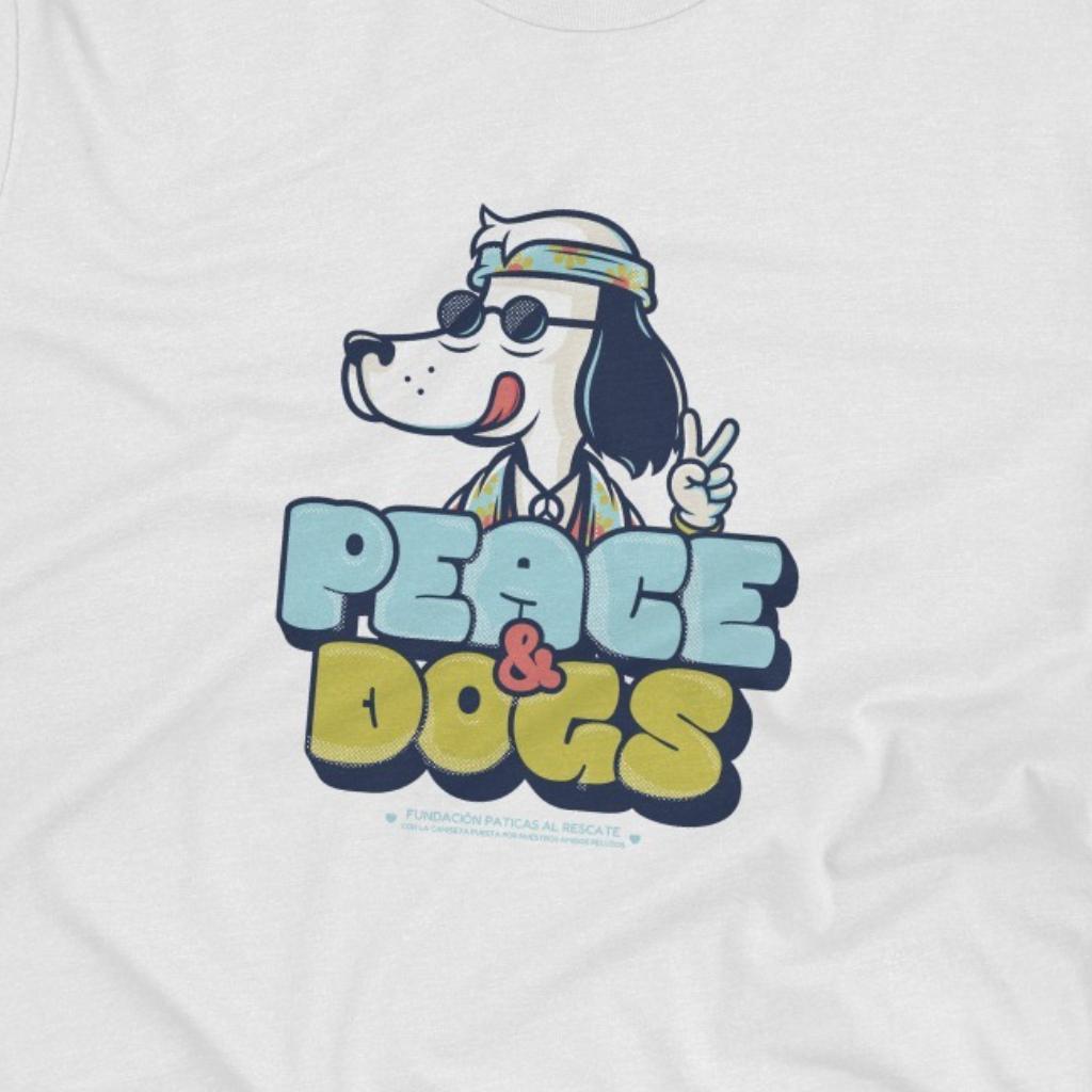 CAMISETA BLANCA PEACE AND DOGS_3