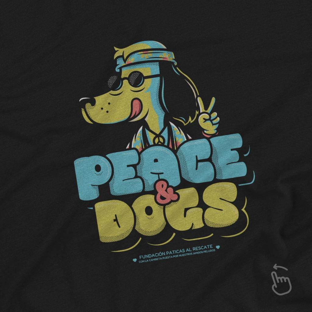 CAMISETA NEGRA PEACE AND DOGS_2
