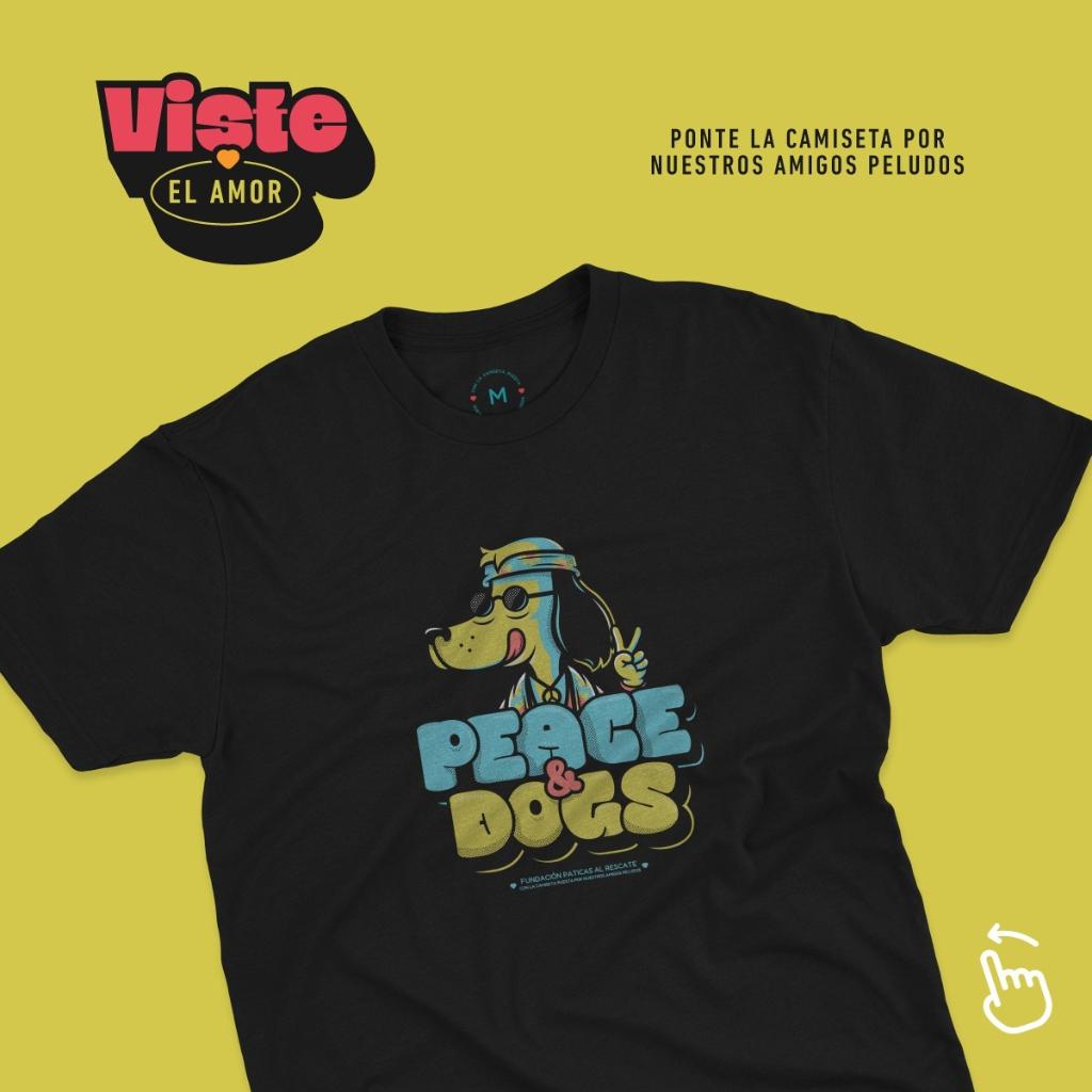 CAMISETA NEGRA PEACE AND DOGS_1